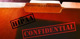 Patient Health Records folder with Confidential and HIPAA stamps