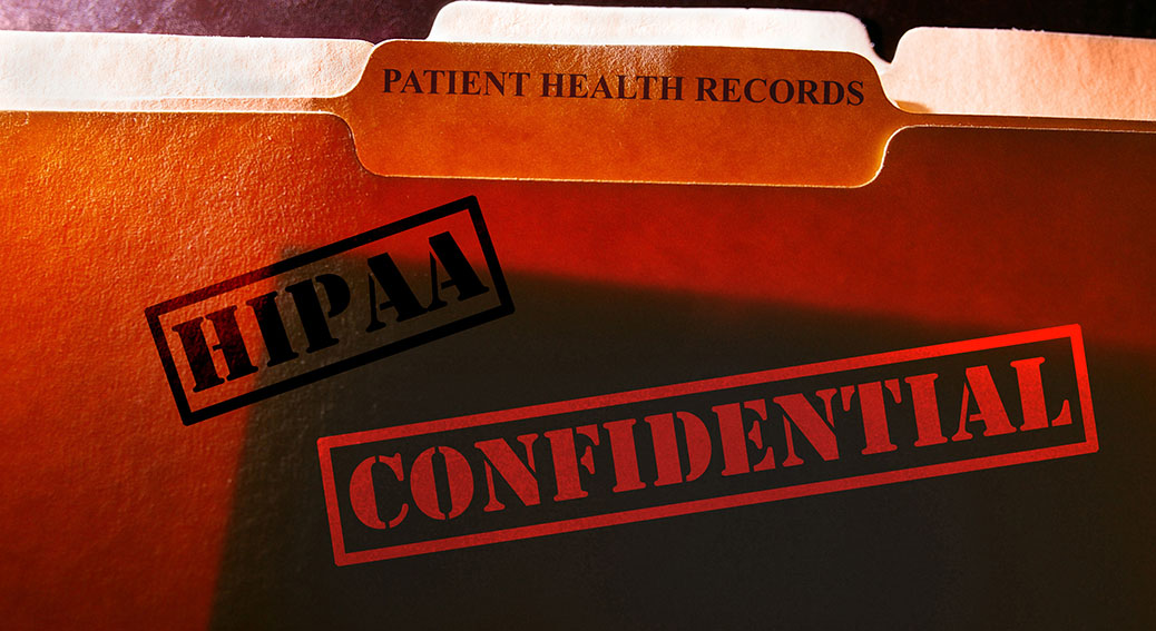 Patient Health Records folder with Confidential and HIPAA stamps