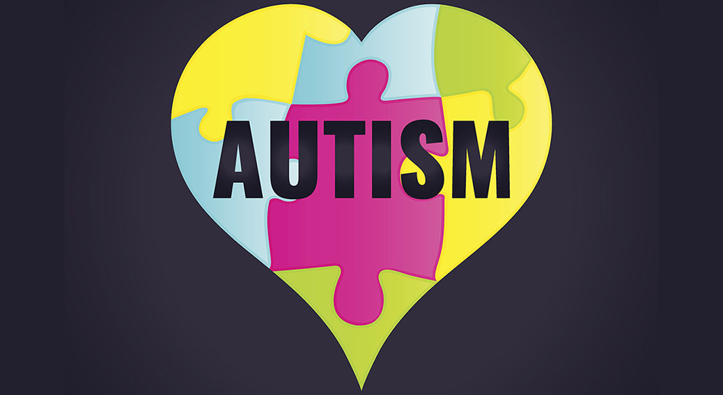 Autism awareness poster with puzzle pieces in a frame on white background. Solidarity and support symbol. Medical concept. Vector illustration.